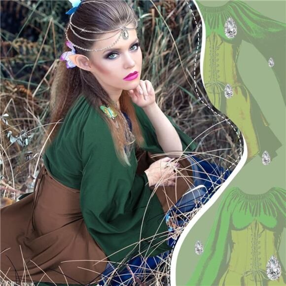 Medieval Fairy Costume Set Women Renaissance Dress Elf Girl‎ Cosplay Accessories - Picture 5 of 6